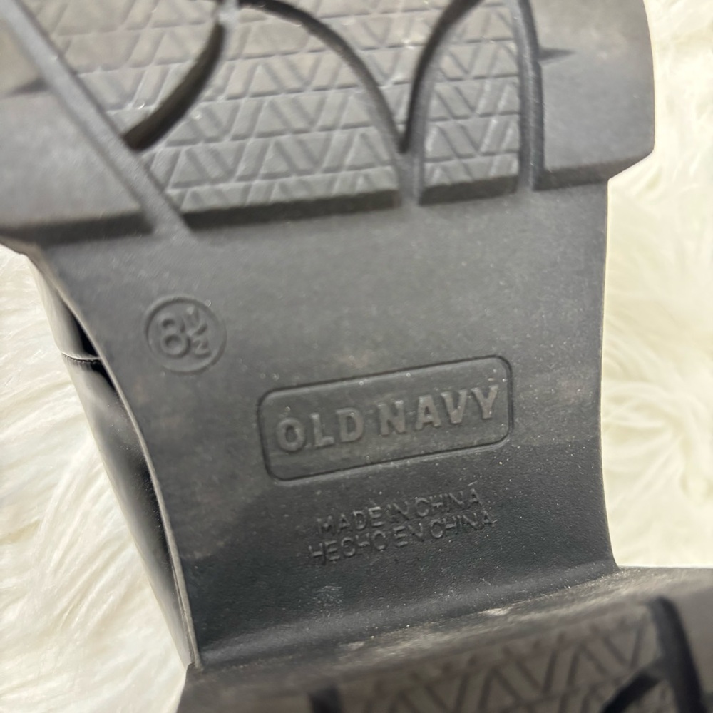 Old Navy Faux Leather Chunky Heel Mary Jane Shoes glossy black platform 8.5 - Picture 6 of 8